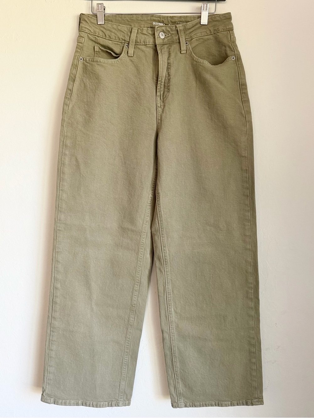 Old Navy Curvy Sky-Hi Wide-Leg Jeans, Stone Wall Green, Sz 6